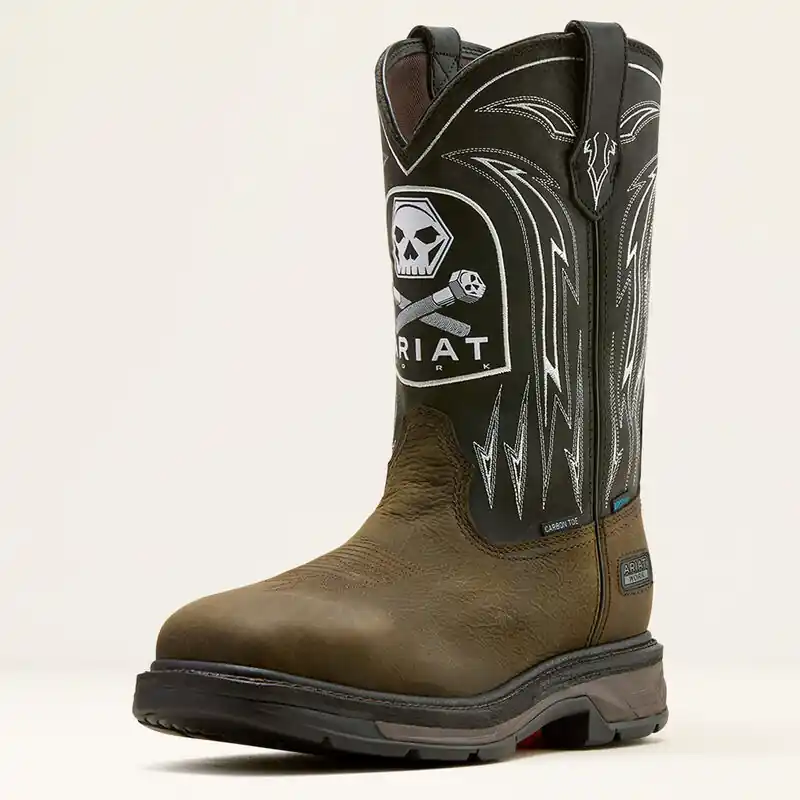 Men's Ariat WorkHog XT Bolt Skull Waterproof Carbon Toe Work Boot #10074207
