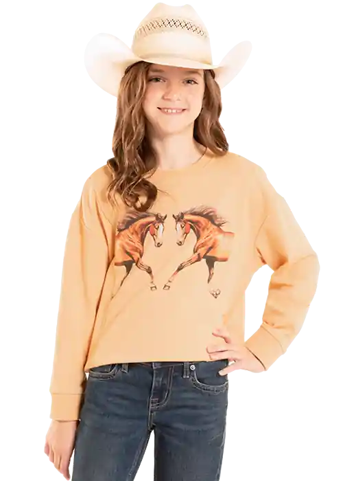 Girl's Rock & Roll Denim Pullover #BG91T08105