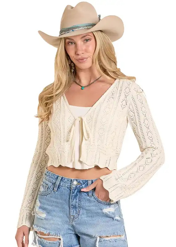 Women's Rock & Roll Denim Cardigan Sweater #BW95T08089