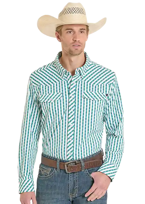 Men's Rock & Roll Denim TEK Western Snap Front Shirt #BMN2S08382