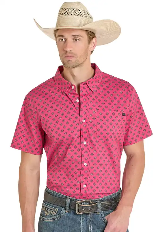 Men's Rock & Roll Denim TEK Western Button Down Shirt #BMB3S08405