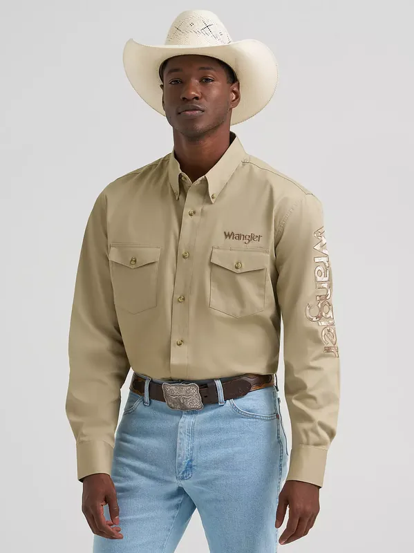 Men's Wrangler Logo Button Down Shirt #112374859