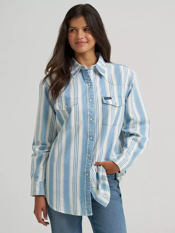 Women's Wrangler Brushpopper Boyfriend Snap Front Shirt #112374906