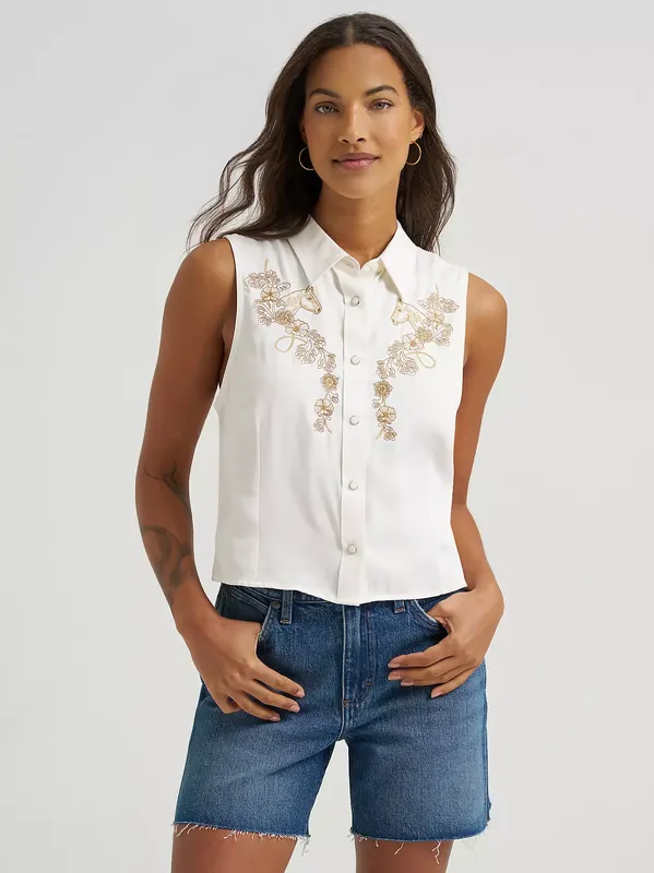 Women's Wrangler Sleeveless Snap Front Shirt #112375229