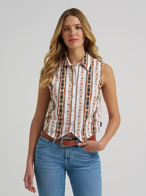 Women's Wrangler Checotah Snap Front Shirt Vest #112379511