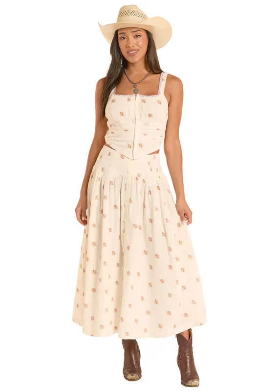 Women's Rock & Roll Denim Maxi Skirt #BW69B08772