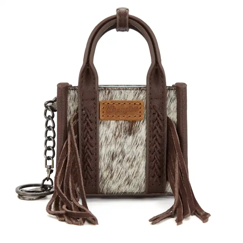 Wrangler Cowhide Mini Fringe Tote Keychain #WGH-1007