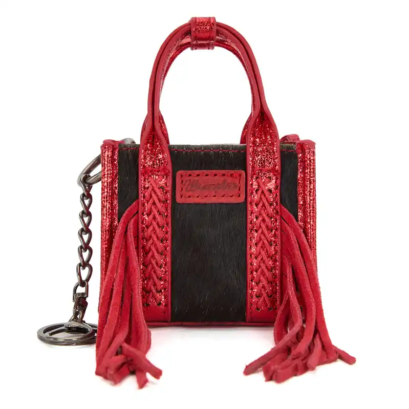 Wrangler Cowhide Mini Fringe Tote Keychain #WGH-1008