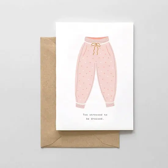 Too Stressed To Be Dressed Card - Spaghetti & Meatballs