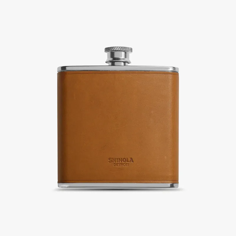 Leather Wrapped Flask in Toscano - Shinola