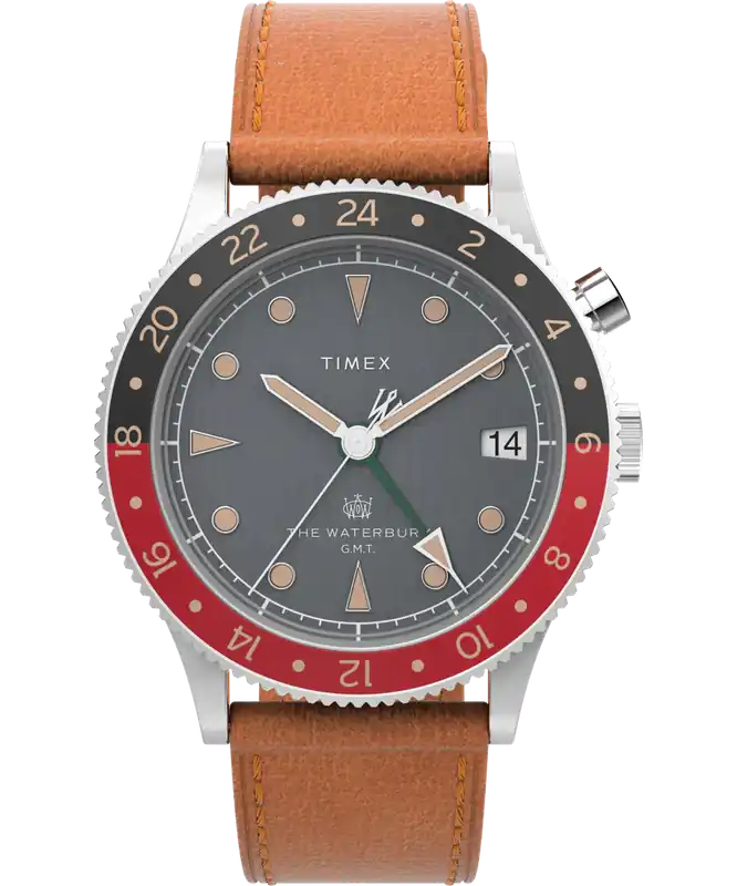 Waterbury Traditional GMT 39mm Leather Strap Watch - Timex