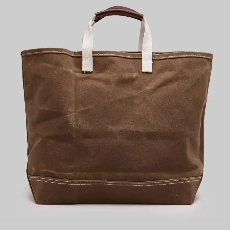 Waxed Brown Tote w/ Leather Strap Handles - Hamilton & Adams