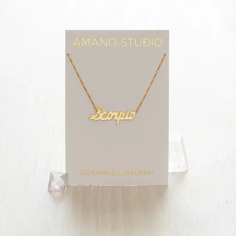 Zodiac Script Necklace- Scorpio