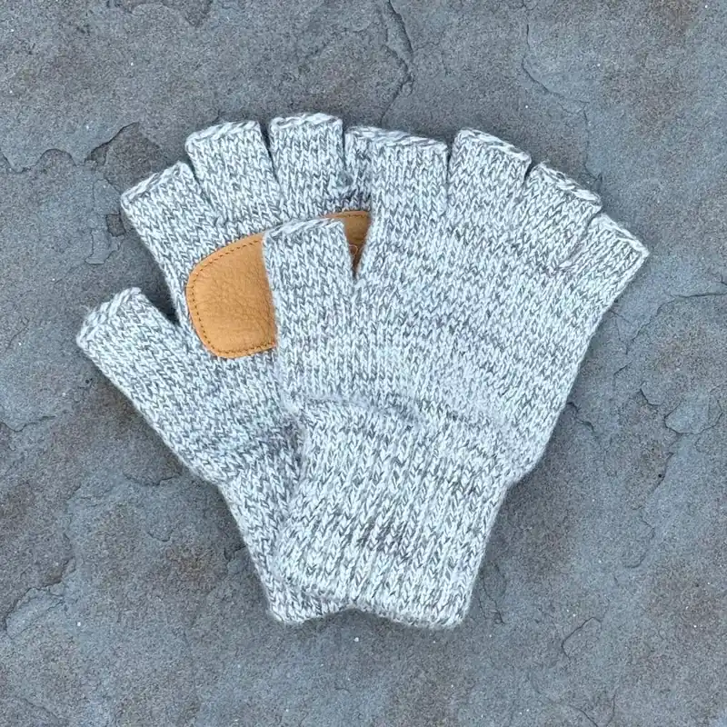 Fingerless Glove w/ Deer Skin - Oatmeal w/Natural