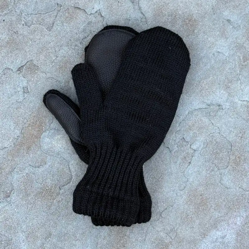Mitten with Deer Skin - Black on Black