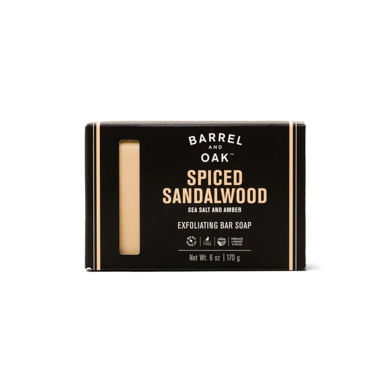 Spiced Sandalwood 6oz Exfoliating Soap Bar - Barrel & Oak