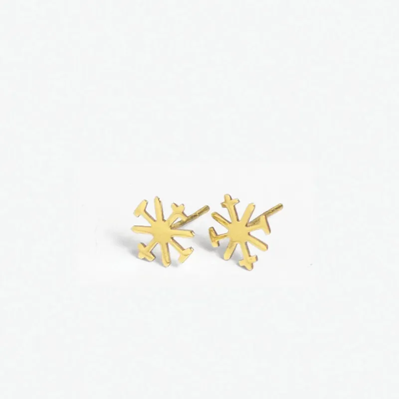 Alice Brass Snowflake Post Earrings 18k Gold - Ink + Alloy