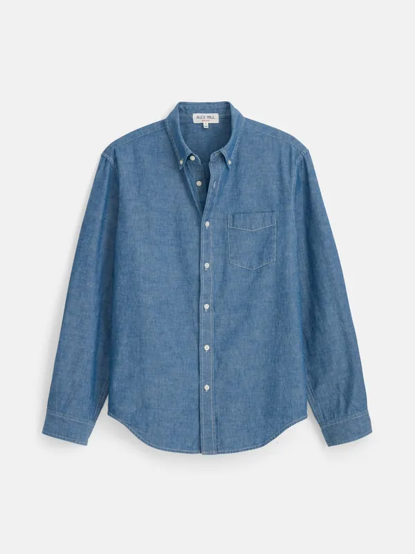 Mill Shirt in Japanese Chambray - Chambray Rinse Wash