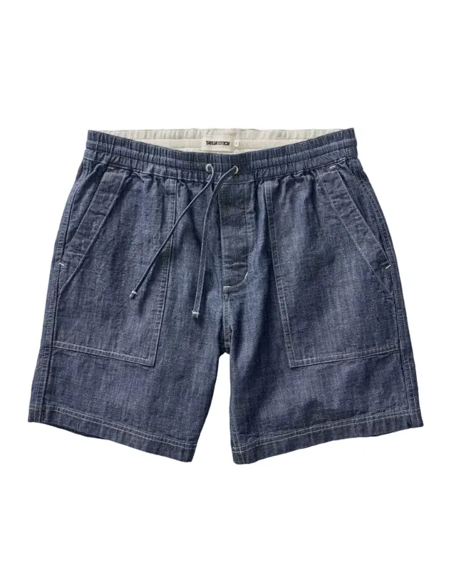 The Breakwater Short in Washed Indigo Chambray - Taylor Stitch