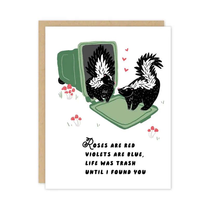 Roses Are Red Skunk Love Friendship Card - Party of One