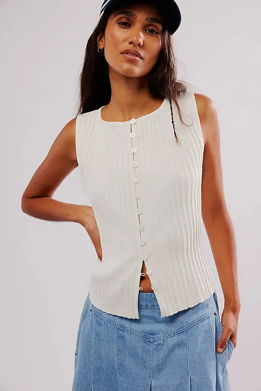 Tilly Vest in Ivory - Free People