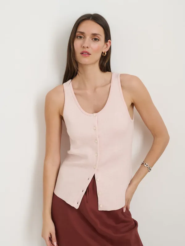 Louisa Vest in Cotton Cashmere: Whisper Pink - Alex Mill