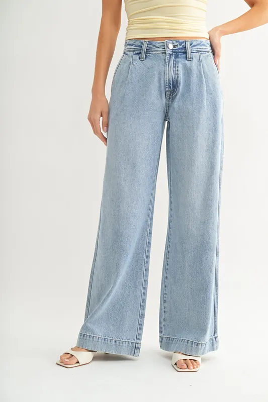 Lightweight Drapey Relaxed Trouser: Light Denim DP839 - Just Black Denim