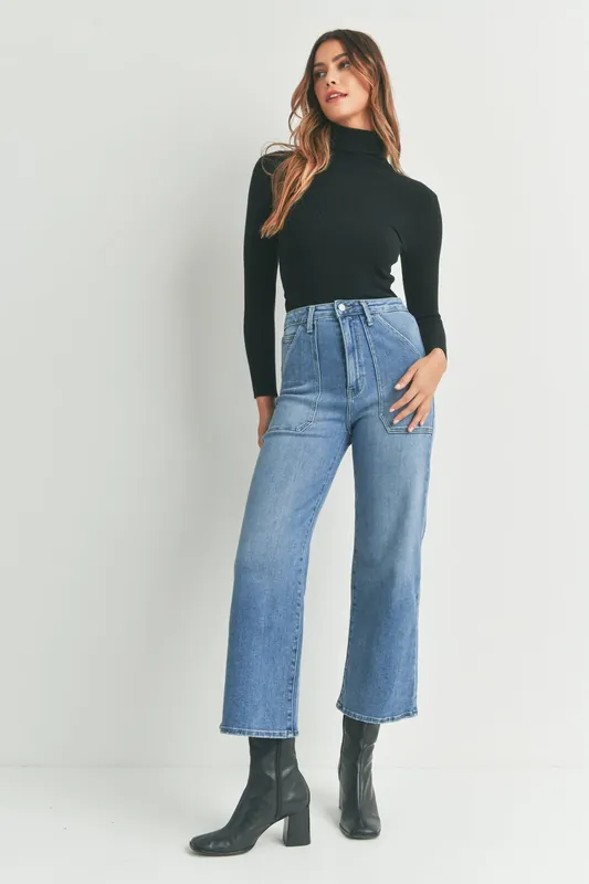 The Patch Pocket Wide Leg - Medium Denim BP339J