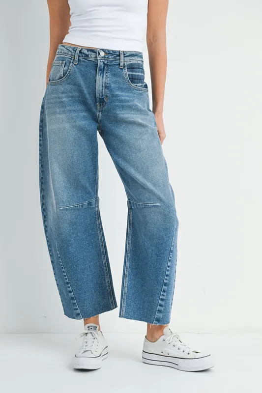 The Seamed Barrel Jean - Medium Denim BP473J