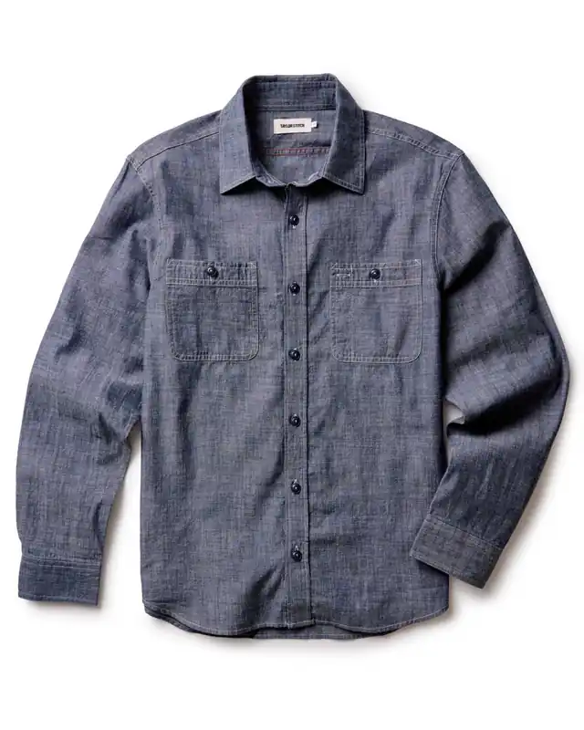 The Foundry Shirt in Rinsed Indigo Chambray - Taylor Stitch