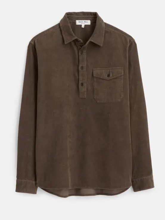 Carter Popover in Fine Wale Corduroy - Umber