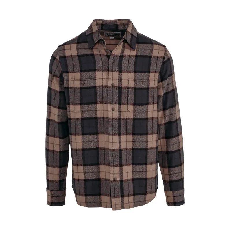 Cotton Flannel Shirt - Khaki/Grey