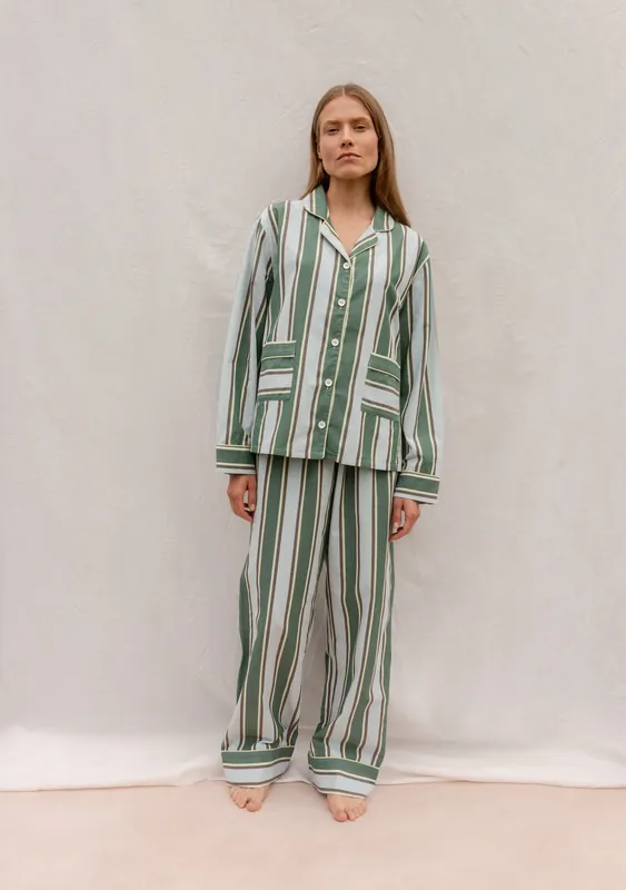 Womens Cotton Pyjamas - Blue Stripe