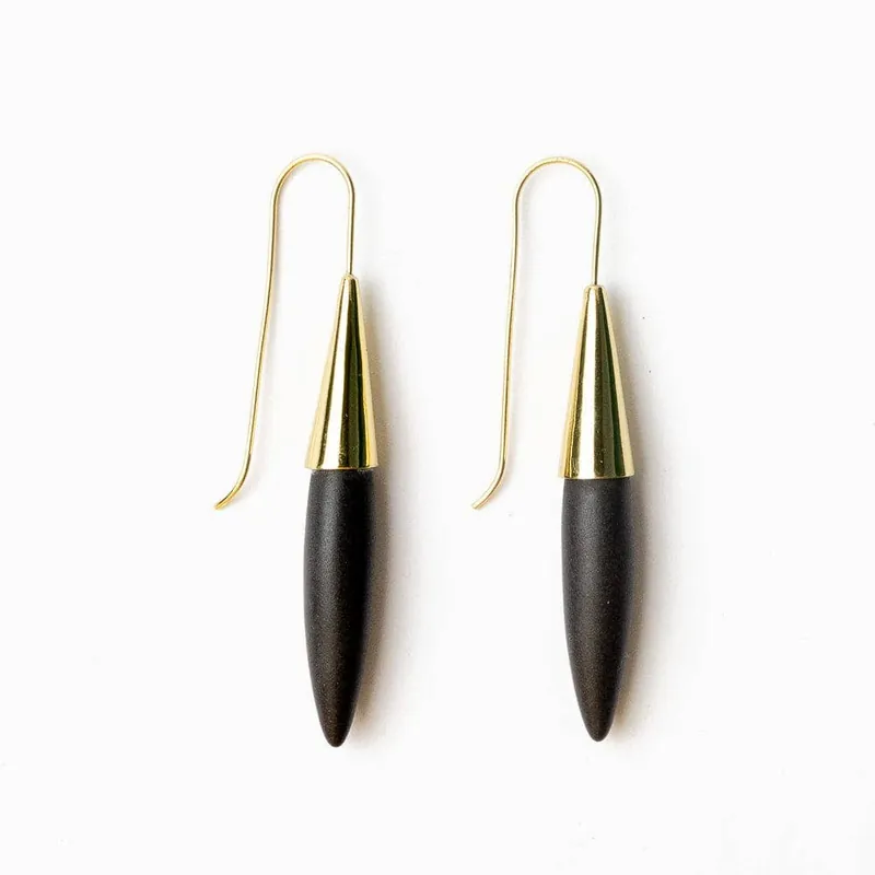 Elizabeth Ceramic Spike Earring Black - Ink + Alloy