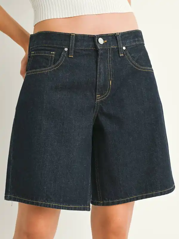 The Midrise Denim Jort - Just Black Denim