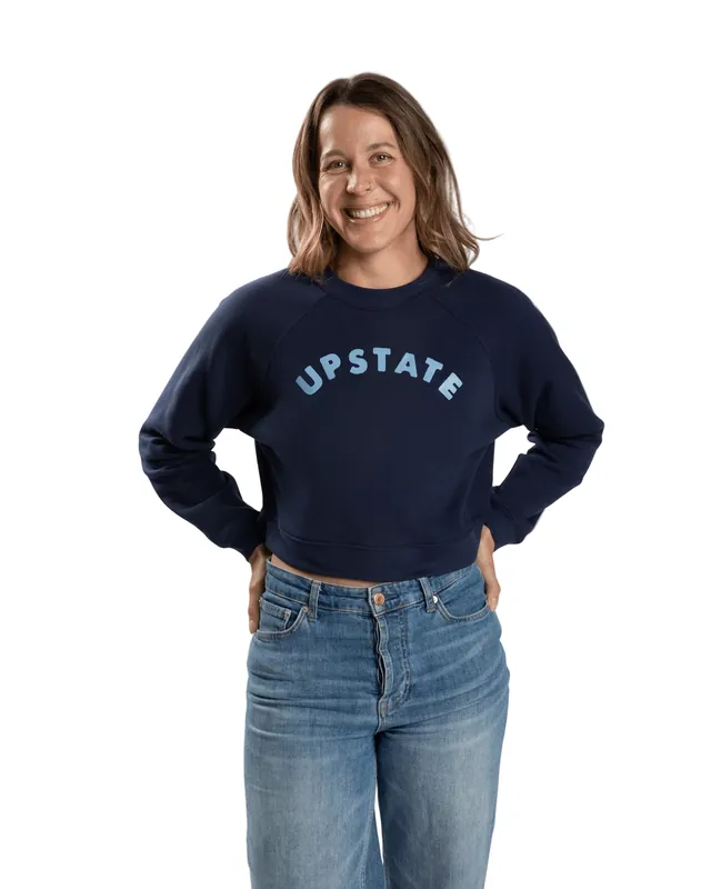 Women's Upstate Arch Crop Crewneck - Navy/Allure