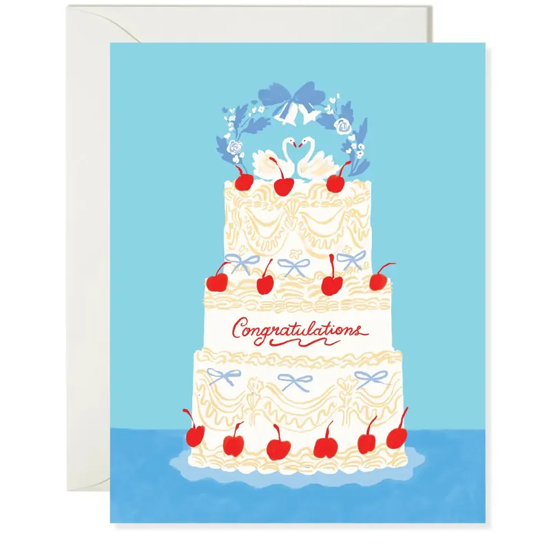 Swan Wedding Cake - Classic Wedding Congratulations Card