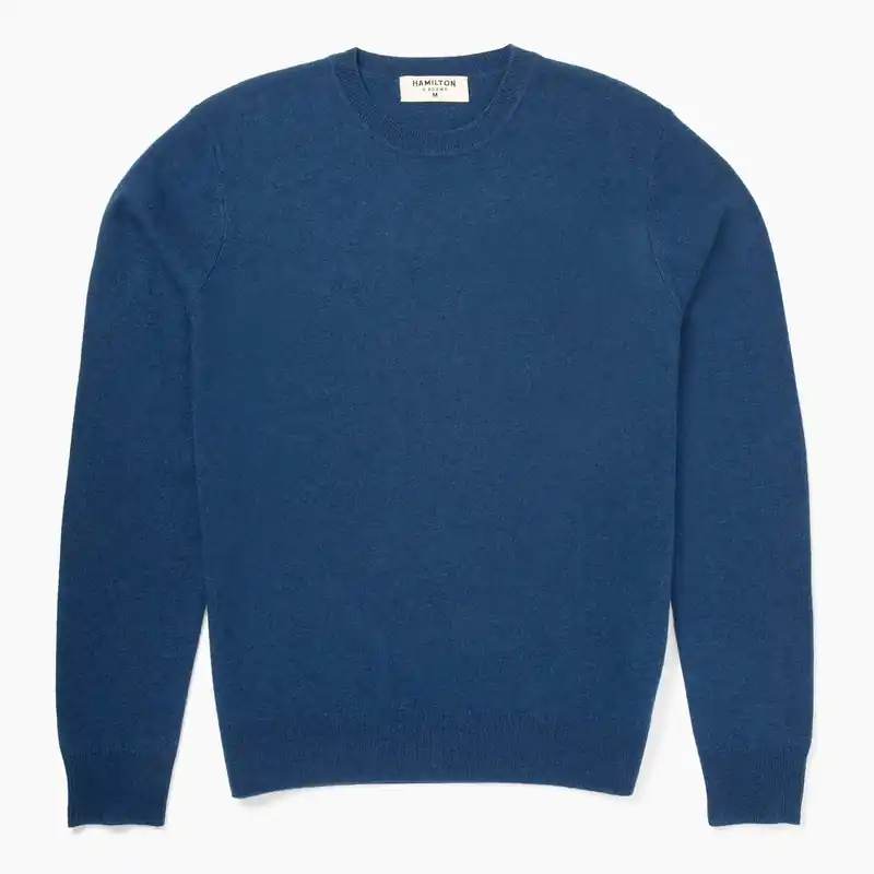 The Garrison Crewneck Sweater in Merino Cashmere - Dark Cobalt