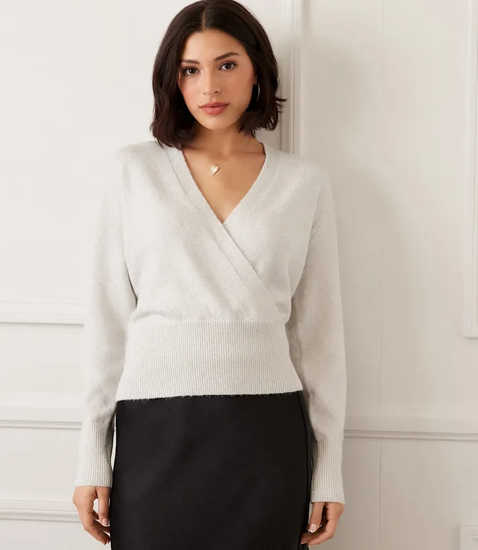 Sequin Wrap Sweater - Cream
