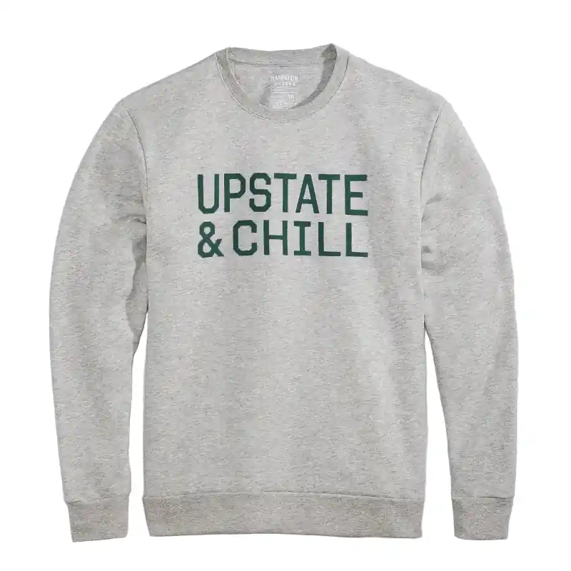The Linear: Upstate & Chill® Crewneck - Heathered Oatmeal/Laurel Wreath
