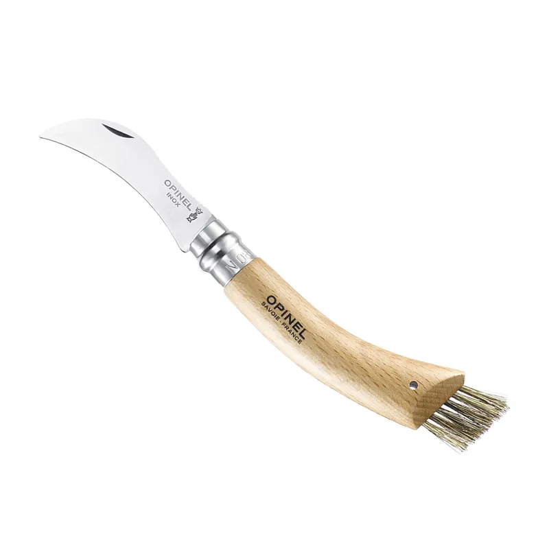 No. 08 Stainless Steel Mushroom Knife w/ Brush - Opinel