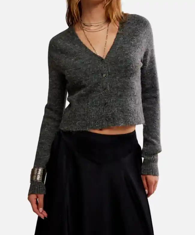 School Girl Cardi in Charcoal Heather - Free People