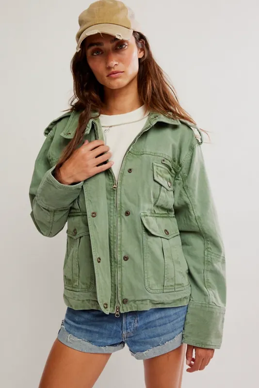 Kali Washed Jacket in Forest Run - Free People