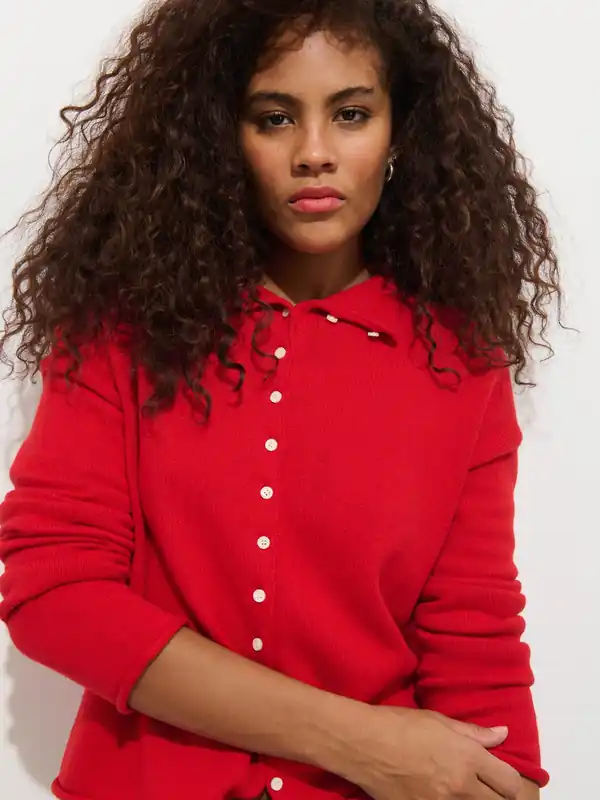 Taylor Cardigan in Cotton Cashmere - Fire Red