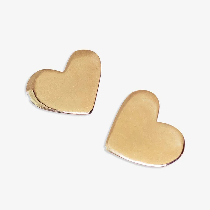 Bella Heart Large Post Earrings Brass - Ink + Alloy
