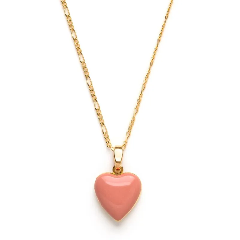 Small Heart Enamel Locket - Rose