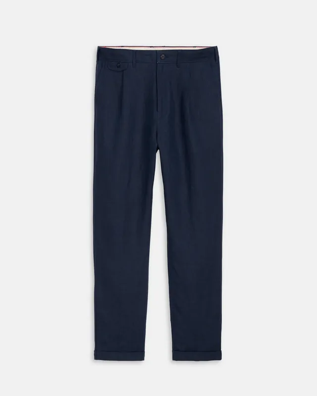 Standard Pleated Pant in Linen - Navy