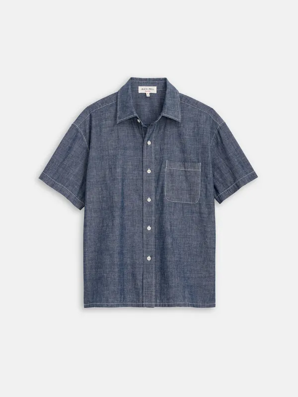 Franklin Short Sleeve Shirt in Chambray - Medium Wash