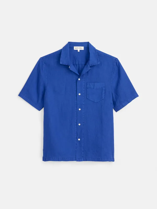 Camp Shirt in Linen - Cobalt