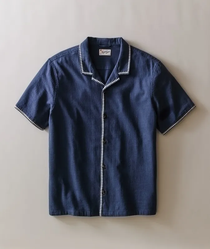 Embroidered Resort Shirt - India Ink
